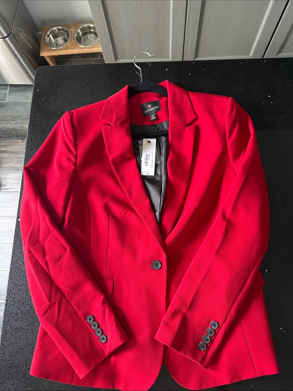 Worthington Vibrant Red Single-Button Tailored Blazer